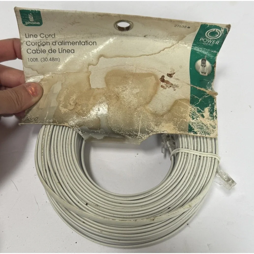 Telephone Line Cord, 100 Feet, Phone Cord, Modular Jack Ends, Works for Phone... - Picture 1 of 10